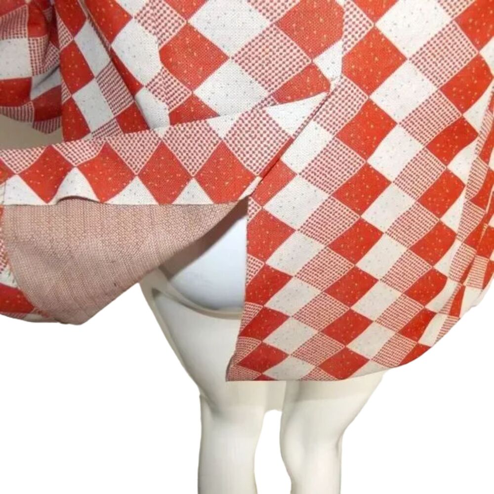 VINTAGE Blazer, M/L, Orange/Off-White Diamonds/Check, 2 buttons, Poly - Picture 7 of 12